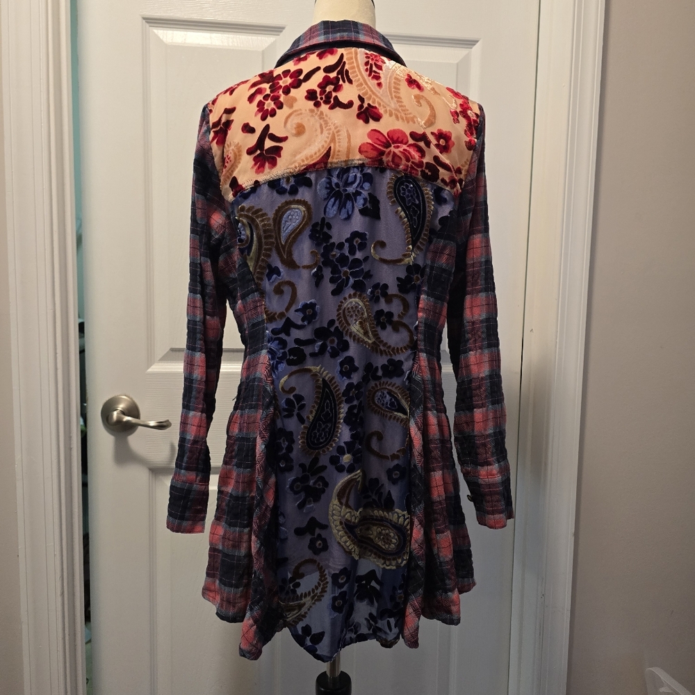 Soft Surroundings Kensington Plaid Burnout Velvet Tunic - MP - Picture 8 of 14